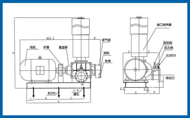 氣力輸送羅茨風機結構圖